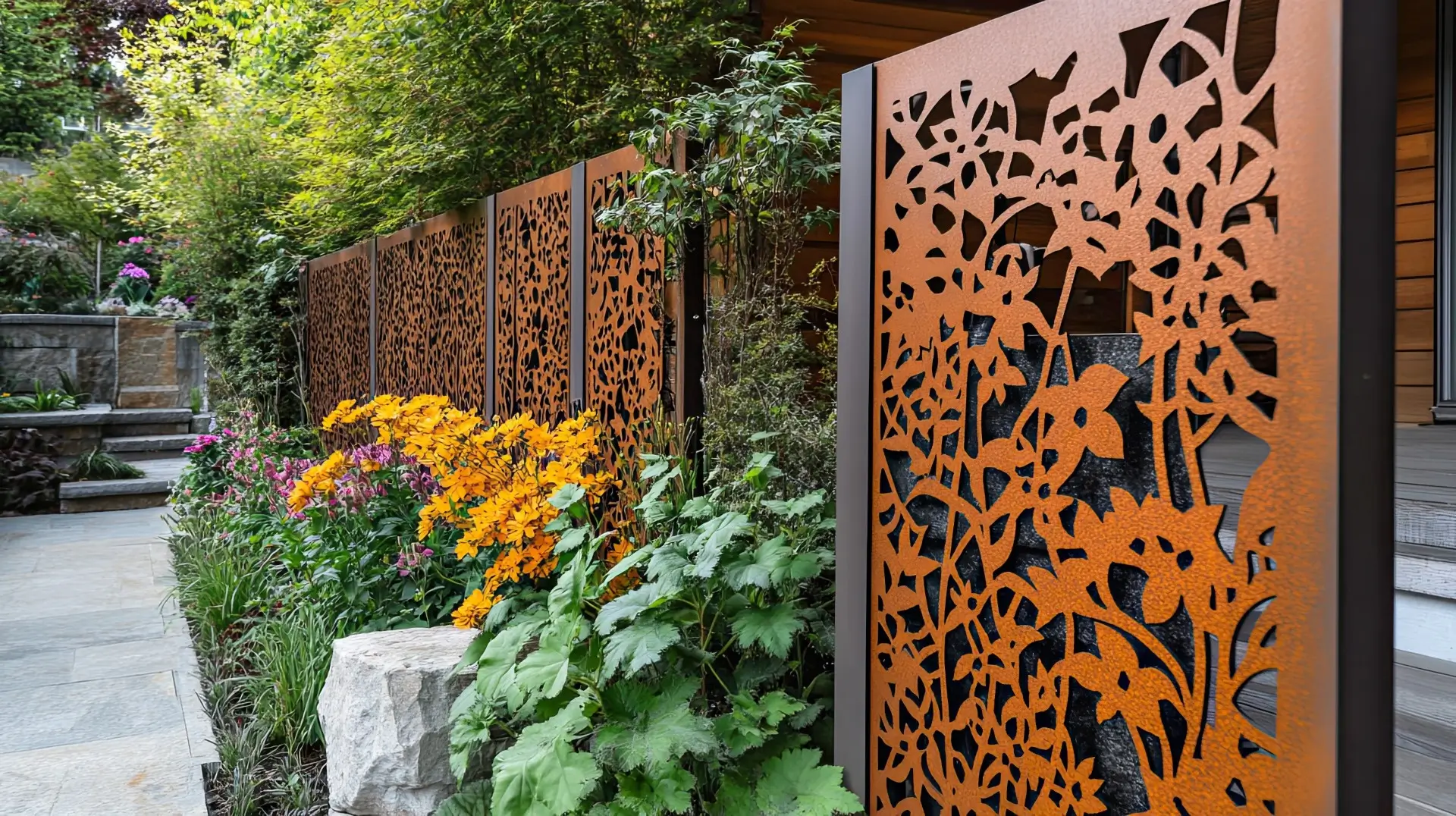 A decorative aluminum fence.