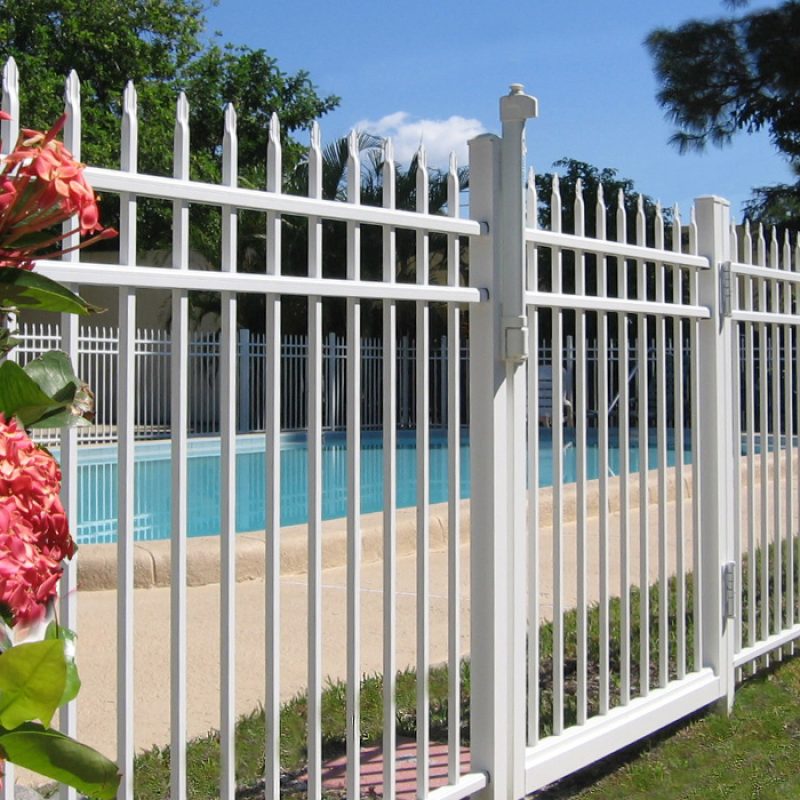 Steel aluminum fence project0128 PressedSpear A Belmont 3 Rail