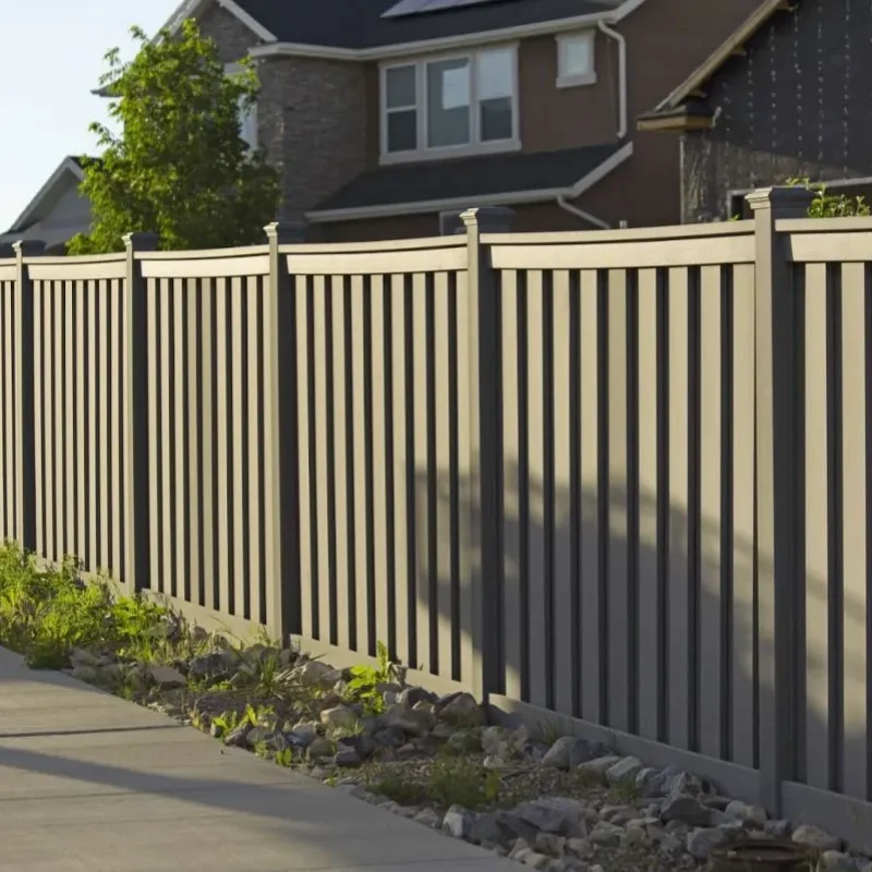 Vinyl fencing around a home.