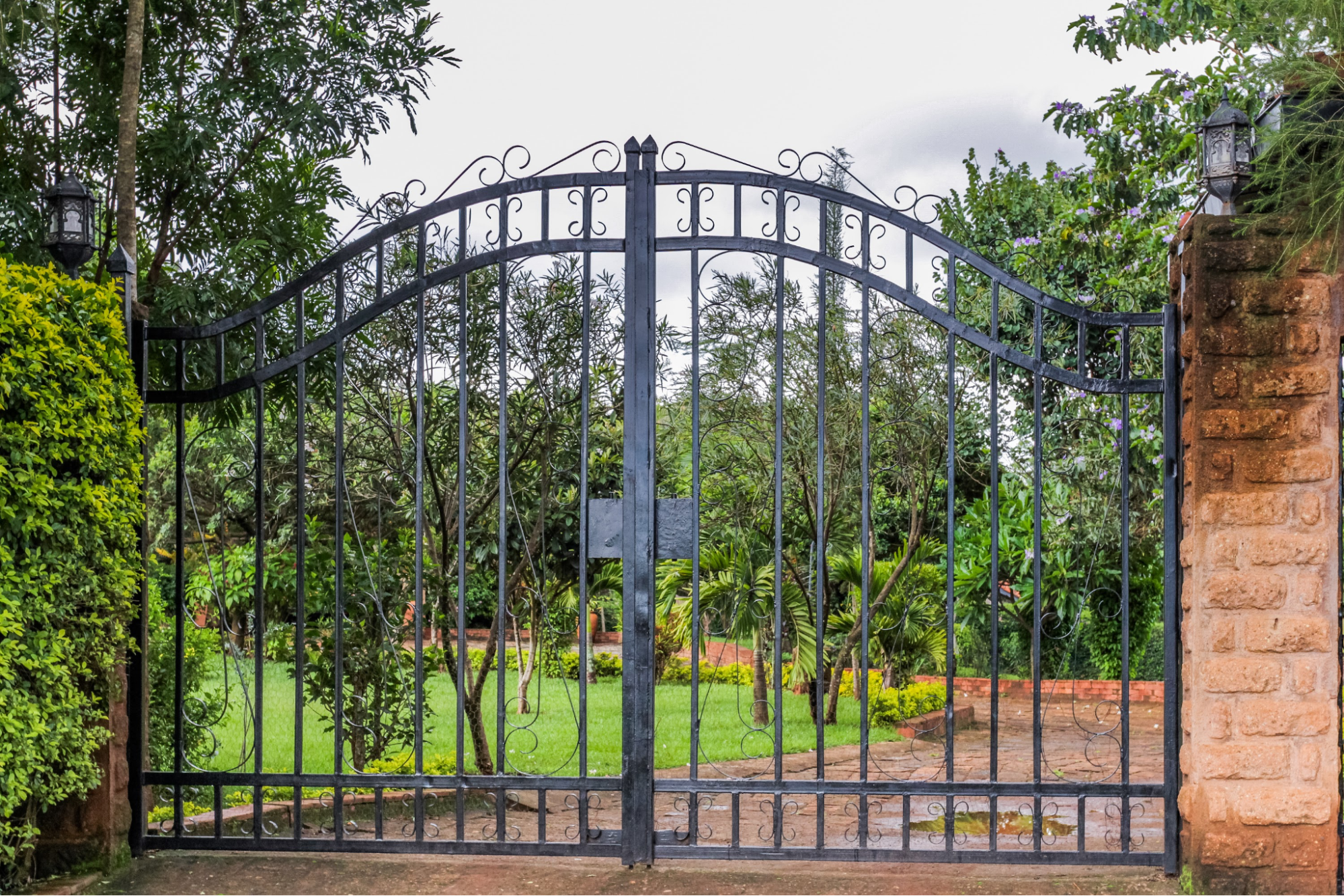 A metal outdoor gate.